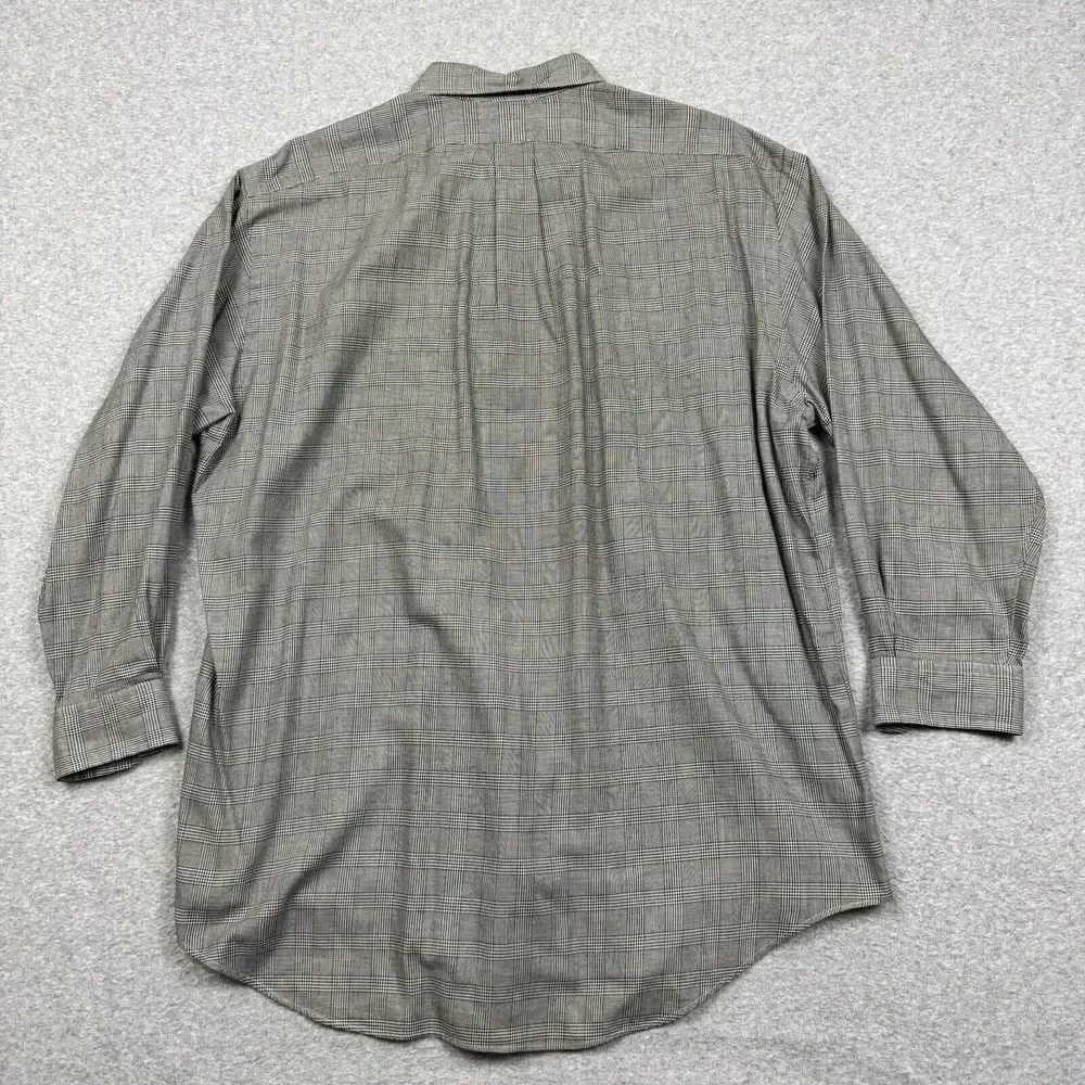Vintage Polo Ralph Lauren Yarmouth Houndstooth‎ Plaid Shirt Men's 16.5 33 Black
